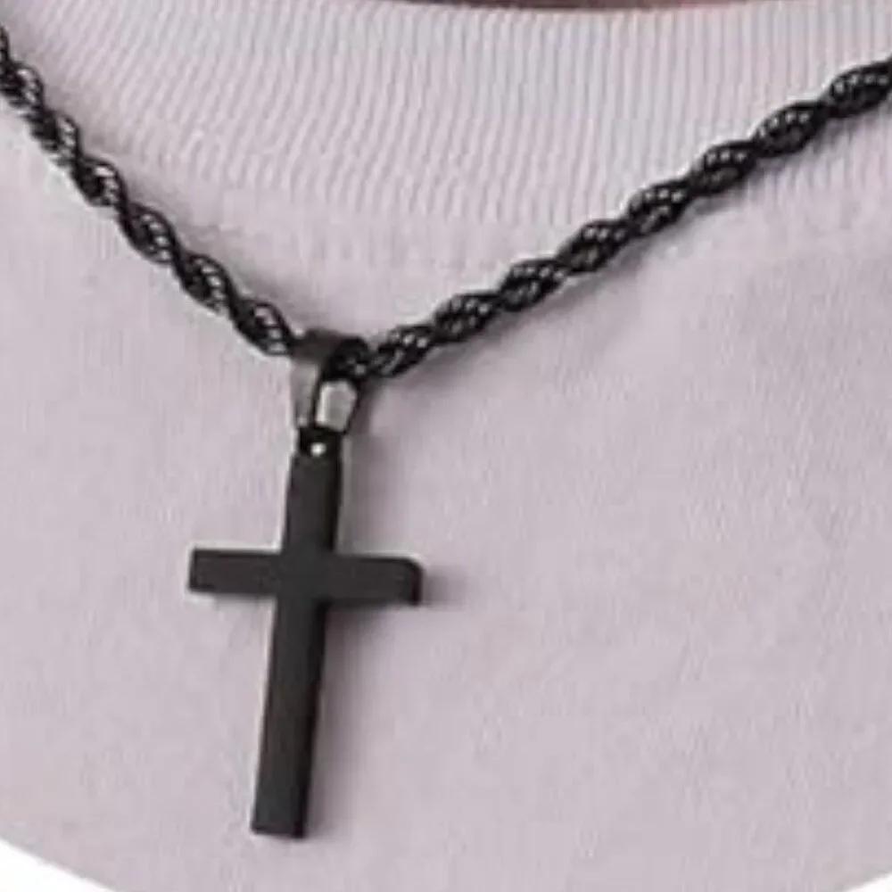 Cross Necklace with Chain: BLACK NWOT